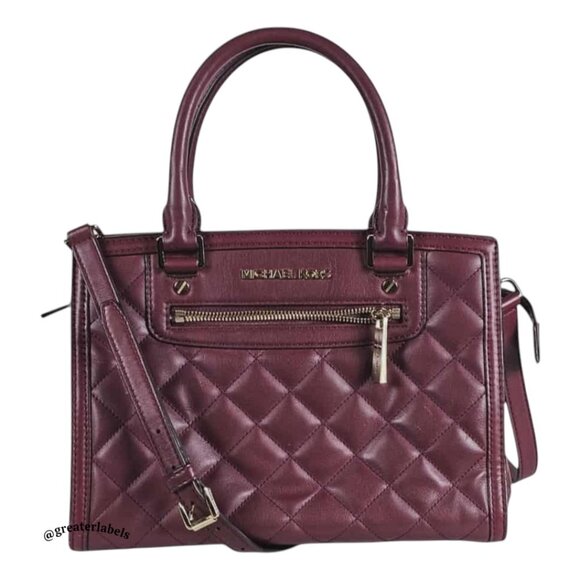 Michael Kors Burgundy Quilted Leather Medium Selma Satchel w/Crossbody Strap - Picture 1 of 15